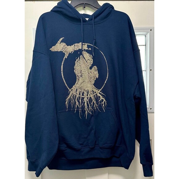 Men’s Michigan Hoodie Mitten Roots Graphic Hoodie Navy (531) - Picture 1 of 3